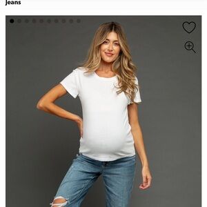 Pinkblush Blue Distressed Knee Rolled Hem Maternity Straight Leg Jeans